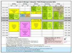 Stundenplan zweites Semester Biologie Universität Bern Frühjahrssemester 2025
